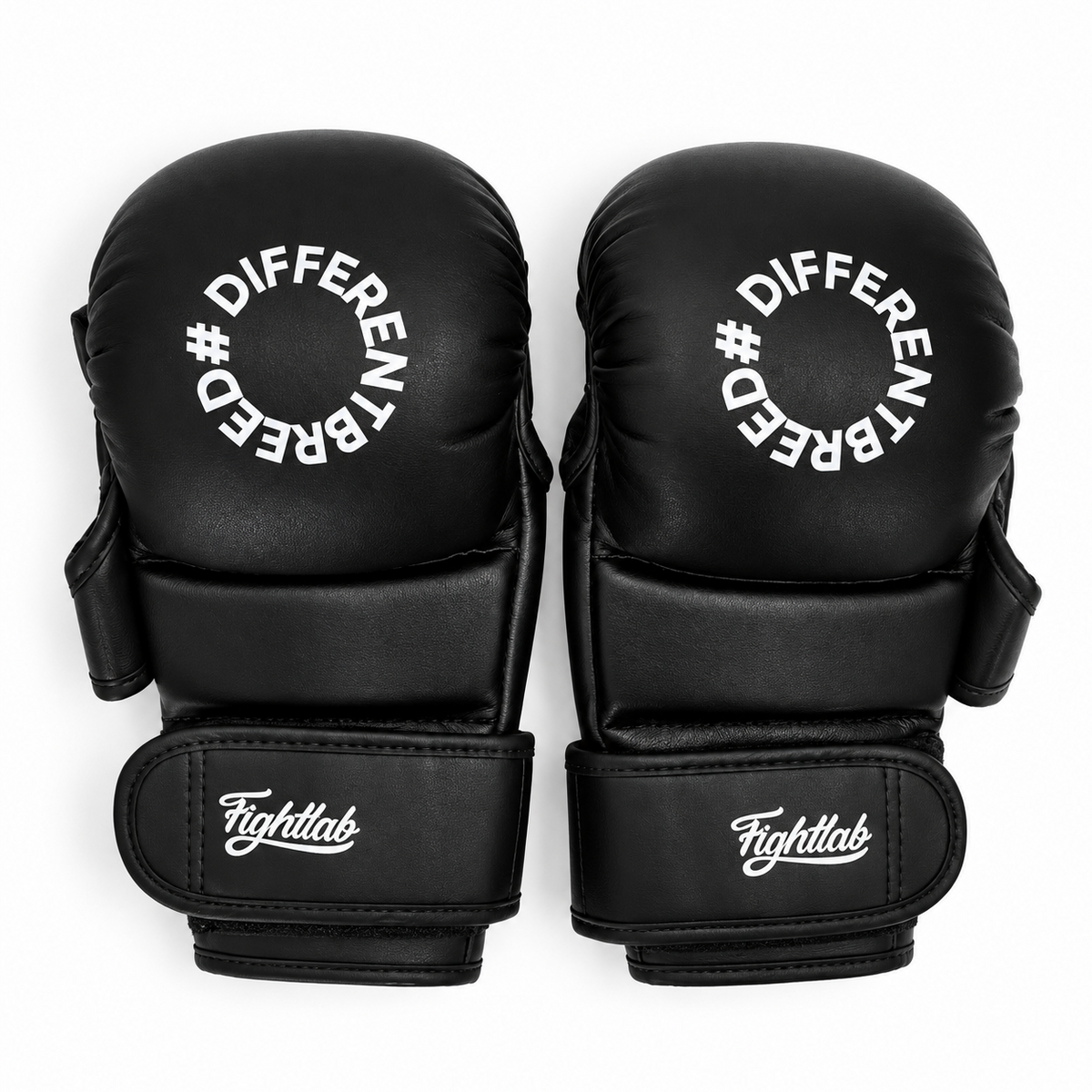 Black Fightlab Pro Sparring MMA gloves with Different Breed print on the back